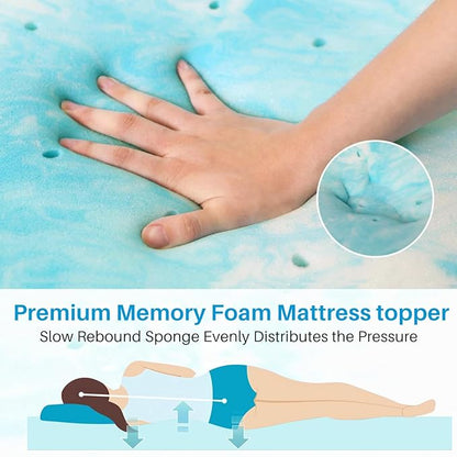 Mattress Topper, Full Size Cooling Memory Foam Bed Toppers, 3 Inch Soft Mattress Pads for Sleeper Sofa, RV, Camper, CertiPUR-US Certified