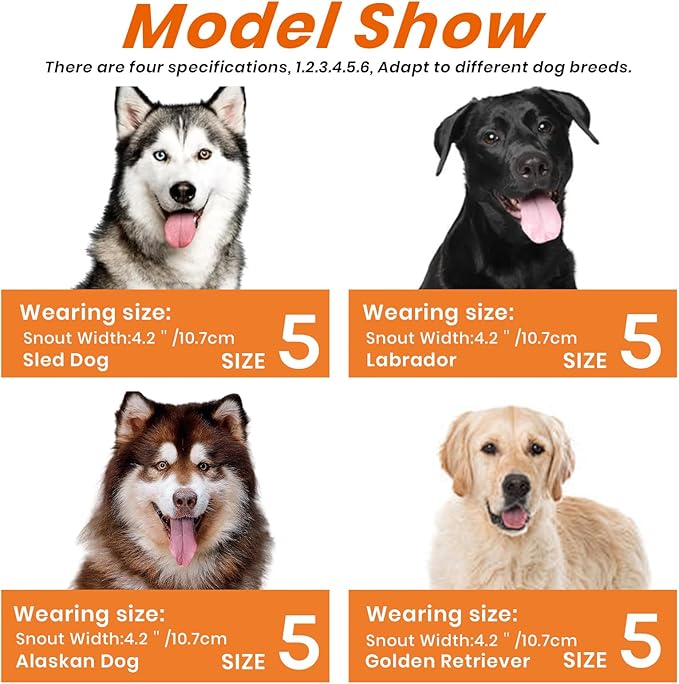 Dog Muzzle, Basket Muzzle Anti Biting Chewing, Sturdy Lightweight Muzzle Allows Panting Drinking, Cage Muzzle for Small Medium Large Dogs, Suitable for Grooming Trimming Training (Size 5)-Mewly Pet