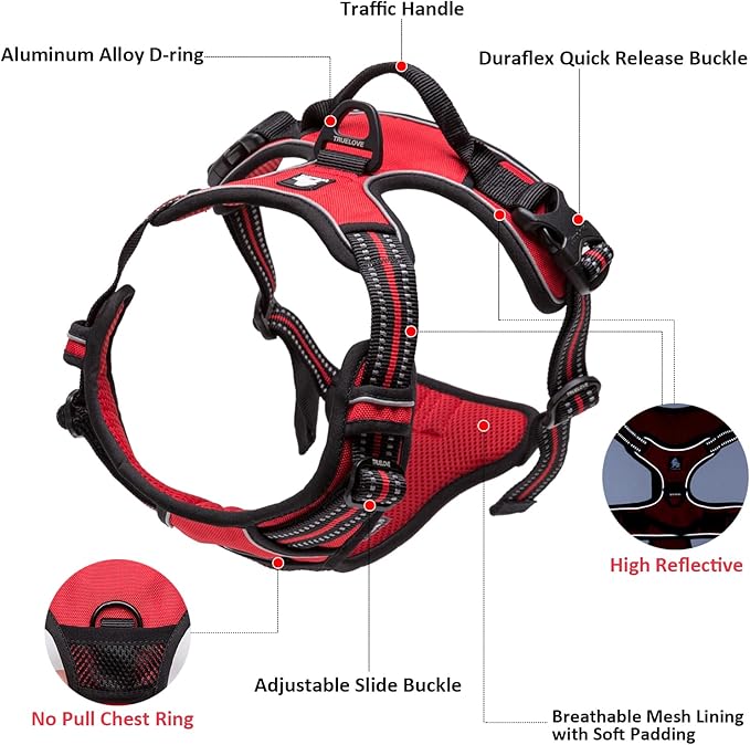 TRUE LOVE Truelove Adjustable No-Pull Dog Harness Reflective Pup Vest Harnesses Comfortable Control Brilliant Colors TLH5651(Fushcia,S)-Mewly Pet