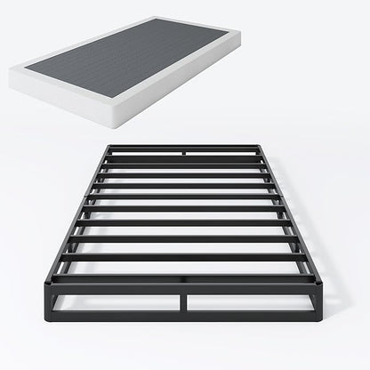 Twin XL Box Springs Bed Base, 5 Inch Heavy Duty Metal Structure with Easy Clean Fabric Bed Cover, Non-Slip, No Noise, Easy Assembly