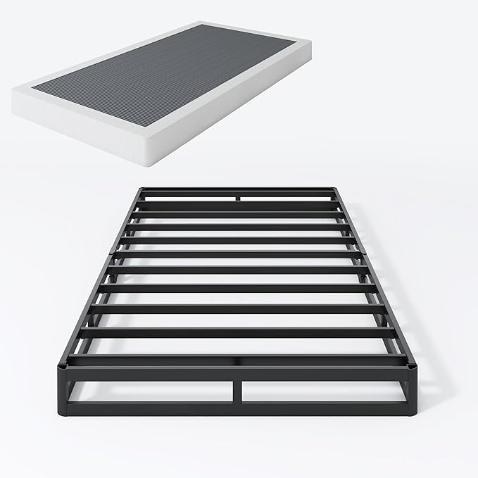 Box Spring Twin - 3 Inch Heavy Duty Low Profile Metal Box Springs for Twin Bed, Mattress Foundation, Easy Assembly,Easy Clean Cover