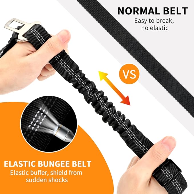 BWOGUE Pet Dog Cat Seat Belt Reflective Car Dog Headrest Restraint Leash Elastic Buffer Bungee Adjustable Tangle-Free Safety Leads Vehicle Seatbelt Harness for Small, Medium and Large Dogs (1 Pack)-Mewly Pet