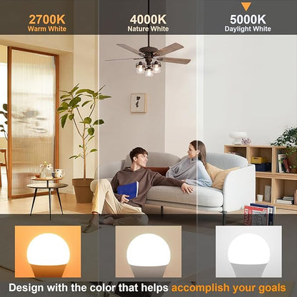 comzler LED Ceiling Fan Light Bulbs, A15 LED Light Bulb, 60 Watt Equivalent E12 Candelabra Base Light Bulbs, Daylight 5000K, 600LM, CRI > 80, Non-dimmable, 8 Pack
