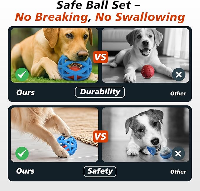 Interactive Dog Toy, Smart Jumping Bouncing Ball Inside Durable Rubber Shell, Automatic Moving Vibrating Ball for Medium/Large Dogs, Dog Enrichment Toy to Keep Them Busy (Blue & Orange)-Mewly Pet