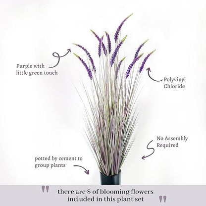 KOL 5ft 2-Pack Faux Veronica Spiked Speedwell Grass, 59in Artificial Veronica Spicata Plant, Tall Fake Reed Grasses for Home Office Garden Wedding Décor, Indoor Outdoor, UV-Resistant, Purple
