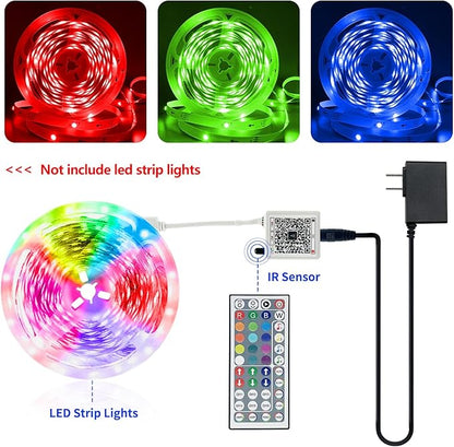 FONEWE 44 Key RGB LED Strip Lights IR Remote Control, Remote Receiver RGB LED Light Strip, 24V Power Adapter for LED Lights