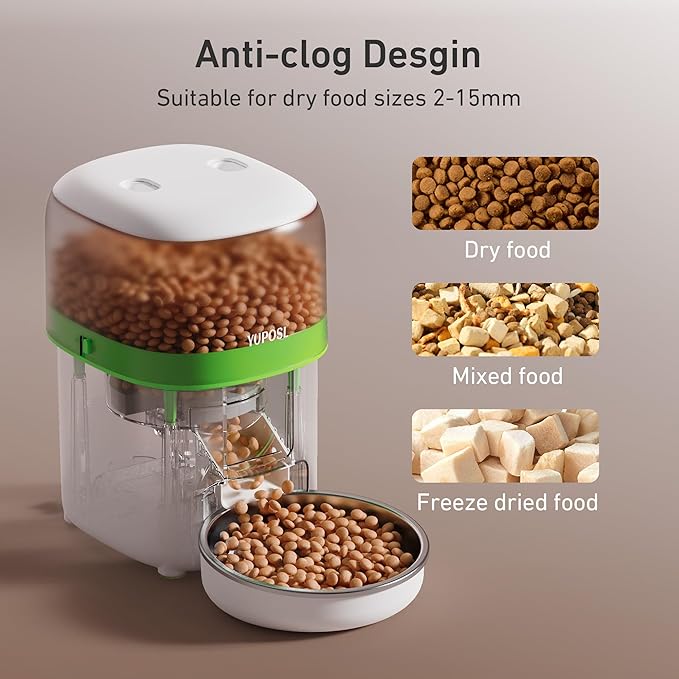 Automatic Cat Feeder - 2L Cat Food Dispenser, Timed Auto Pet Feeder with 180-day Battery Life, 1-6 Meals Per Day, 1-16 Portion, Desiccant Bag Keeps Dry Food Fresh, Also for Small Dogs-Mewly Pet
