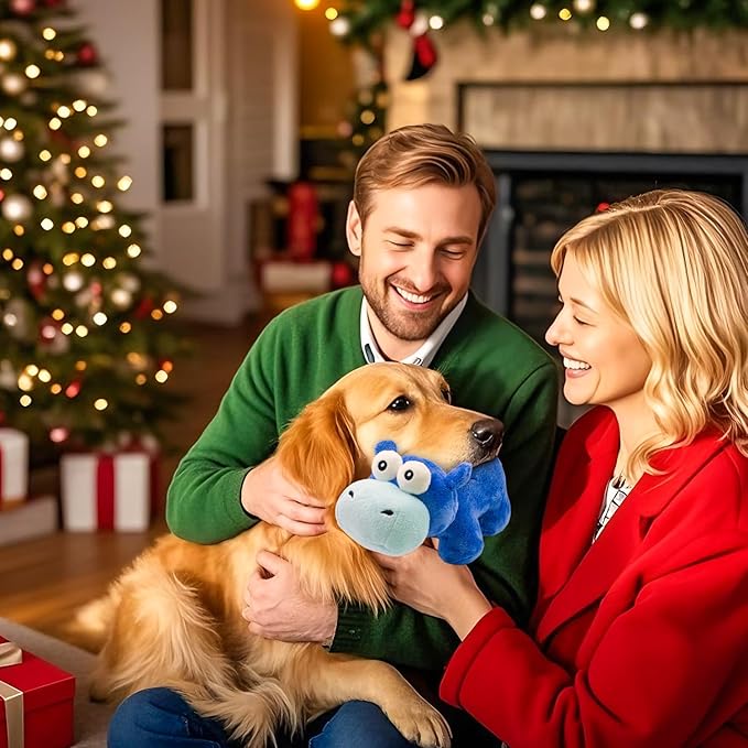 Squeaky Dog Toy Cute Plush Dog Toys Safe Puppy Teething Chewing for Small, Medium, and Large Breed Stuffed Hours of Fun 𝐂𝐮𝐝𝐝𝐥𝐞 𝐁𝐮𝐝𝐝𝐲 𝐟𝐨𝐫 pups-Hippo-Mewly Pet