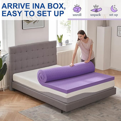SINWEEK 2 Inch Gel Memory Foam Mattress Topper Ventilated Soft Pressure Relieve Mattress Pad, Breathable Bed Topper, CertiPUR-US Certified, King Size