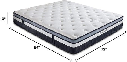 Vesgantti California King Mattress 10 Inch Innerspring Multilayer Hybrid Cal King Size Mattress - Ergonomic Design with Memory Foam and Pocket Spring Mattresses - Box Top Series Medium Firm Feel