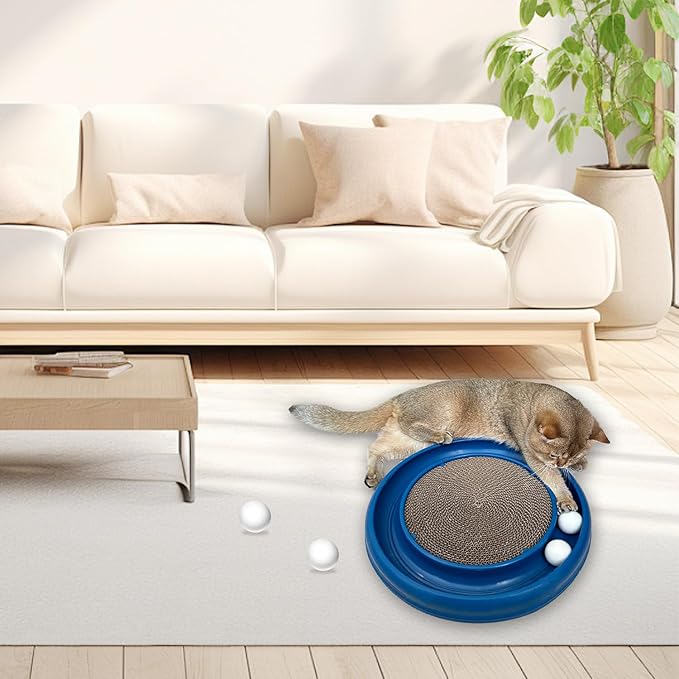 Cat Ball Toy Cat Track Balls Replacement Track Balls for Turbo Round Scratcher Toy (4 pcs), White-Mewly Pet