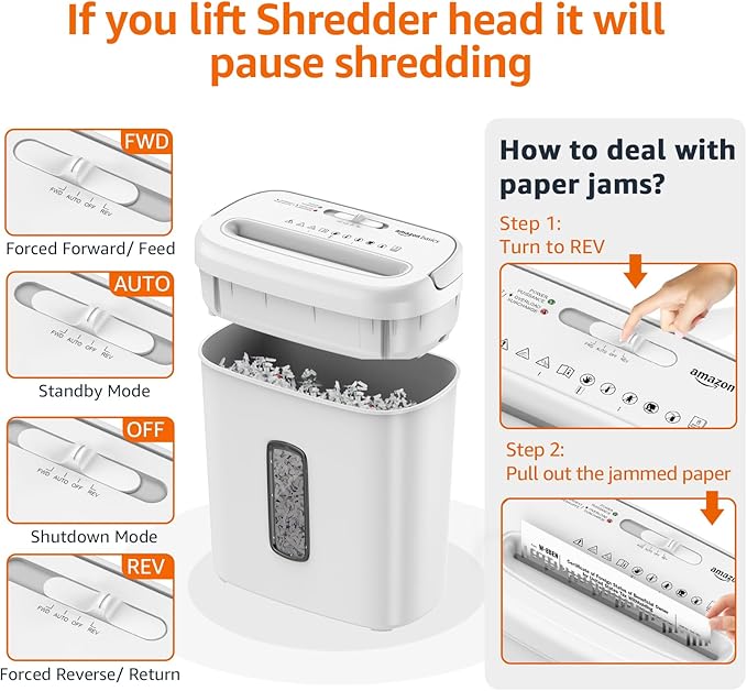 Amazon Basics Cross Cut Paper and Credit Card Shredder for Security - 8-Sheet, Heavy Duty, White-Mewly Pet