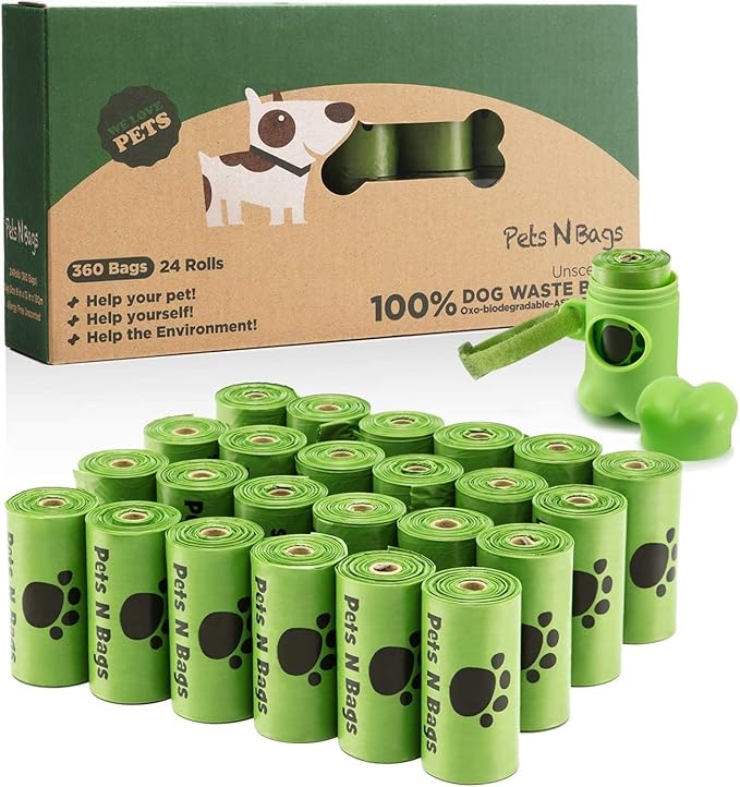 Dog Poop Bags, Dog Waste Bags, Biodegradable Unscented Refill Rolls, Includes Dispenser-Mewly Pet