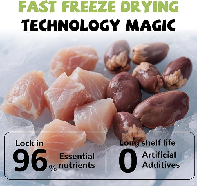 Freeze Dried Dog Treats,Chicken Breast&Organs Recipe Raw Dog Food Topper, High Protein Freeze-Dried Food for Cats, Rawhide Free, Gluten&Grain Free, 5.3oz-Mewly Pet