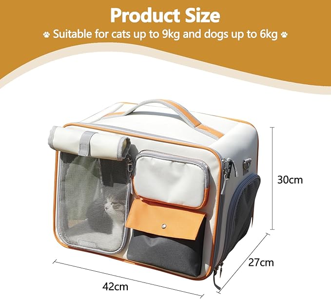 Dog Backpack, Pet Backpack with Upgrade Waist Cushion Design to Better Fit The Waist, Ventilated Soft Cat Backpack for Travel, Hiking, Camping(White)-Mewly Pet