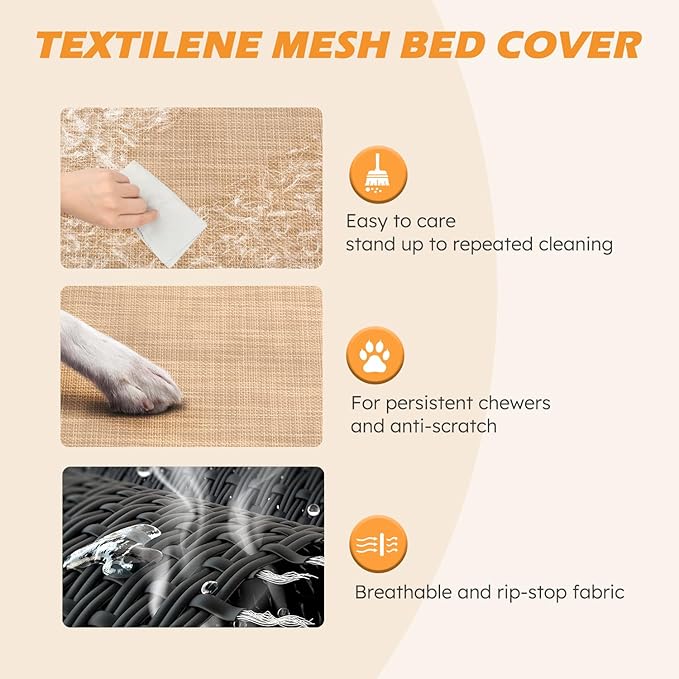 Heeyoo Elevated Dog Bed, Cooling Raised Pet Cot with Chew Proof Washable Breathable Mesh and Metal Frame, Portable Dog Cot Bed with No-Slip Feet for Outdoor or Indoor Use-Mewly Pet
