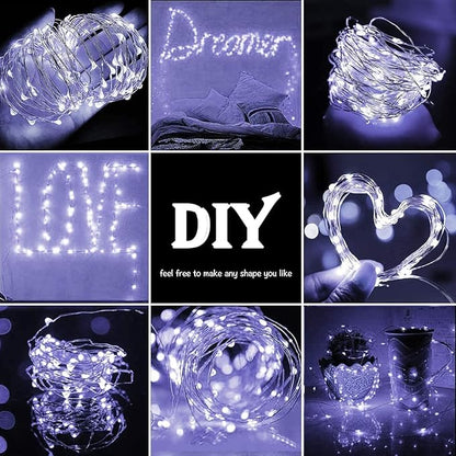 Sanniu Led Fairy Lights Battery Operated, 1 Pack Mini Battery Powered Copper Wire Starry String Lights for Christmas,Bedroom, Parties,Wedding,Indoor,Home Decoration (5m/16ft Cool White)