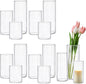 yshengood 12 Pcs Ribbed Hurricane Glass Candle Holders Glass Cylinder Candle Holder for Pillar Candle Floating Candle Holder