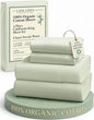 LANE LINEN Bedsheets California King Size Bed - 4Pc 100% Organic Cotton Cal King Bed Sheet Set, Soft Cooling Sheets, 15" Deep Pocket Cal King Sheets, Oeko Tex Certified - Mineral