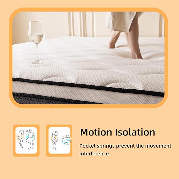 King Size Mattress, 10 Inch King Mattress in a Box, Memory Foam Hybrid Mattresses with Individual Pocket Spring for Motion Isolation & Silent Sleep, Pressure Relief, Medium Firm
