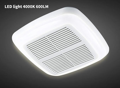 Tech Drive Very-Quiet 80 CFM, 1.5 Sone No Attic access Needed Installation Bathroom Ventilation and Exhaust Fan With LED light 4000K 800LM (80CFM),Ceiling Mounted Fan,Easy to Install