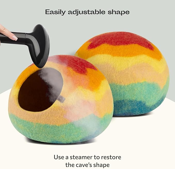 MEOWFIA Cat Cave – Premium Felt Cat Bed for Indoor Cats, Handmade 100% Merino Wool (Medium, Tucson Sunset)-Mewly Pet