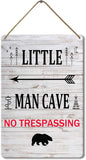 Little Man Cave Wooden Hanging Wall Sign, 8x12 Inch, Farmhouse Wall Decor for Baby Home Bedroom Living Room