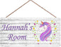 Personalized Signs Cute Magic Unicorn Sign Custom Name Door Sign For Baby Nursery Wall Decor New House Welcome Door Decor Plate For Kids Room Girls Bedroom Little Man Cave