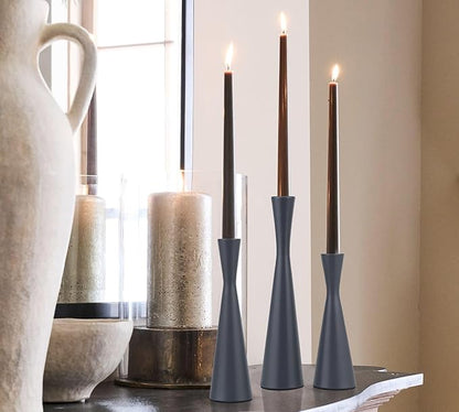 Vixdonos Taper Candle Holders Metal Candlestick Holders Set of 3 Table Mantel Decorative Candle Stand for Dinning,Party，Wedding,Home Decor(Dark Blue)