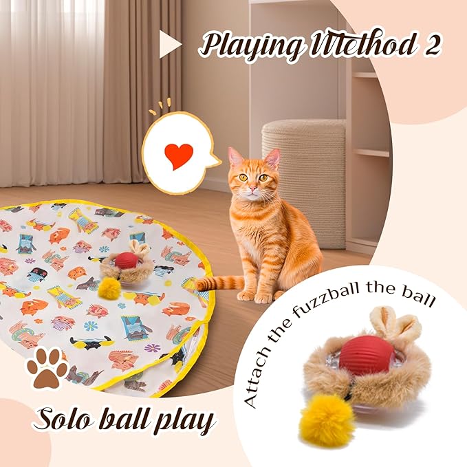 28-Inch Automatic Cat Toys Cat Play Mat with Motion-Activated Rolling Ball–Interactive Hide-and-Seek Cat Toy for Indoor Cats’ Exercise-Mewly Pet