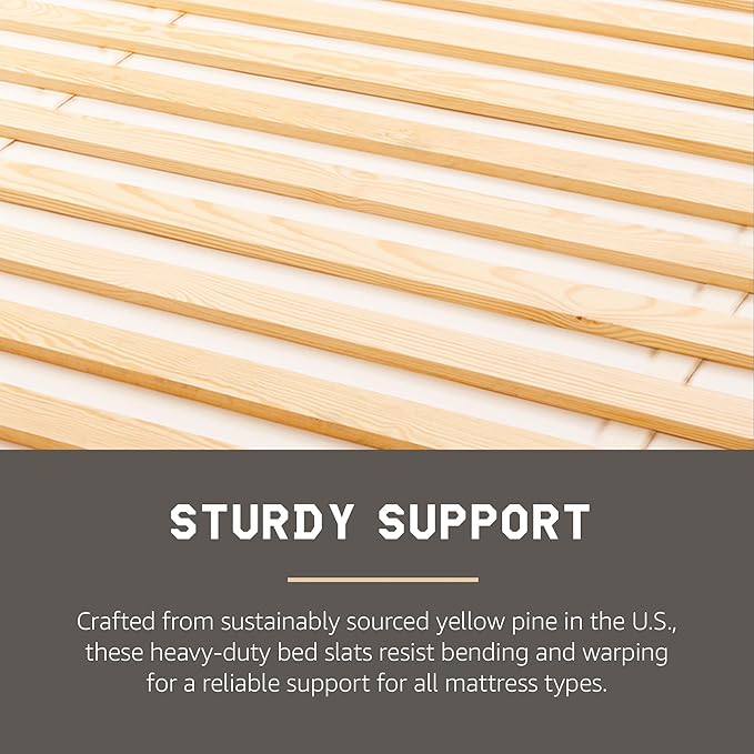 Hercules Xtreme Heavy-Duty Solid Pine Wood Platform Bed Support Slats, King Size - Mattress Support, No Box Spring or Bunkie Board Needed, Easy Assembly