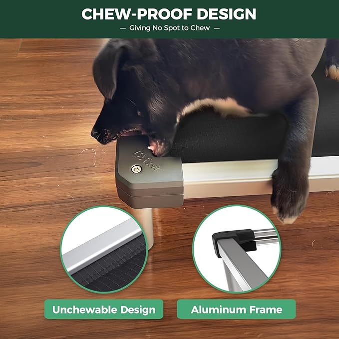 FXW TitanNest Chew-Proof Elevated Dog Bed, Raised Cot for Indoor/Outdoor/Camping Use, Durable & Washable Padded Pet Bed for Medium Dogs, 41.0" L x 27.0" W x 5.0" H, Black-Mewly Pet