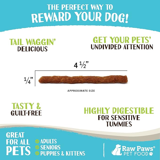Raw Paws Grain-Free Soft Stick Treats for Dogs & Cats - Chicken Recipe, 6-oz - USA Soft Chicken Dog Treats Grain Free - Sausage Sticks for Dogs, Dog Jerky Sticks - Chewy Jerky-Mewly Pet
