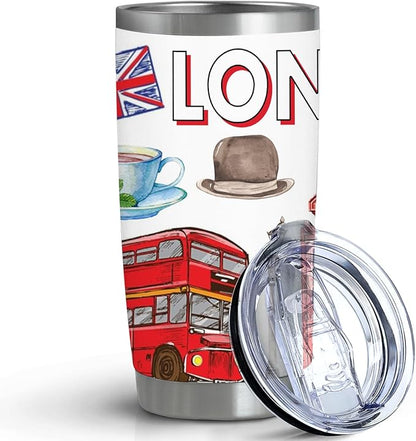 City Travel Mug for City Lover,20oz Double Wall Tumbler Vacuum Insulated Stainless Steel Coffee Cups (London)
