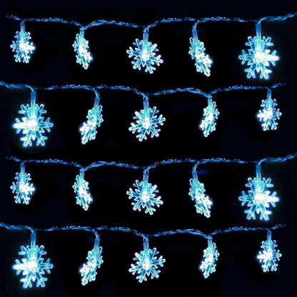 DomeStar Christmas Snowflake String Lights,9.8Ft 20 LED Battery Powered Christmas Fairy Lights Hanging Decor for Xmas Tree Party Wedding New Year Bedroom Patio Wall Indoor Outdoor Decorations Blue