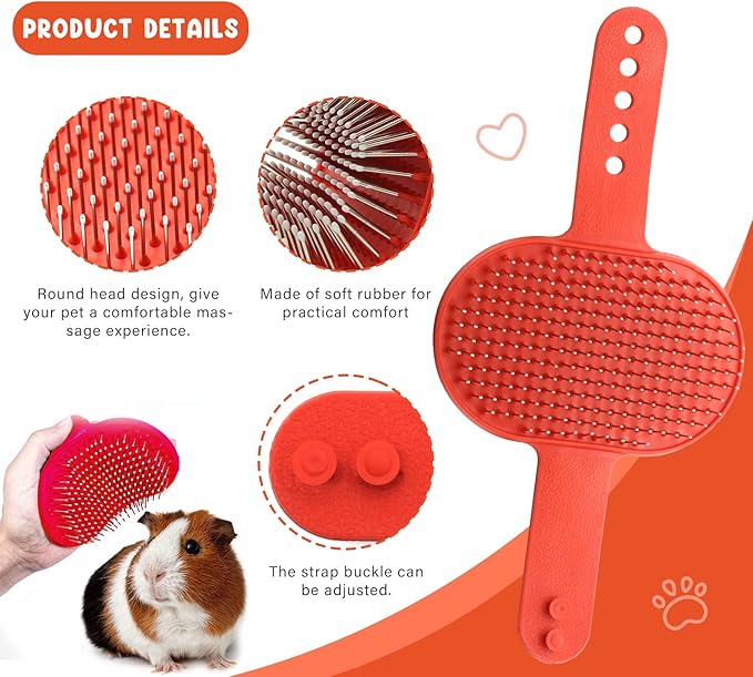 Cat Grooming Kit Set with Pet Shedding Slicker Brush Nail Clipper Trimmer Pet Massage Bath Glove Flea Comb for Bunny Puppy Kitten Guinea Pig Chinchilla Ferret Small Animals (Red, Pink)-Mewly Pet