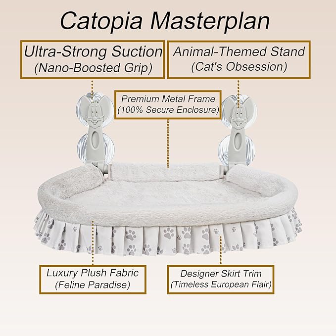 Cat Window Perch for Large Cats - No Tools Needed with 4 Super Suction Cups, Soft Chew-Resistant Fleece & Easy Clean Design-Mewly Pet