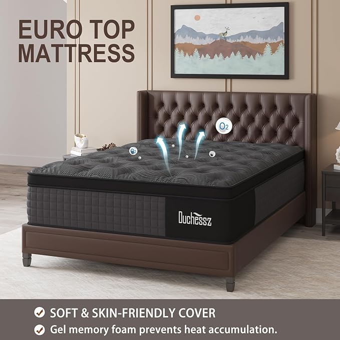 King Mattress, 10 Inch Hybrid Mattresses Black with Gel Memory Foam and Individually Pocket Innerspring Euro Top Medium Firm for Motion Isolation, Edge Support, 100 Night Trial