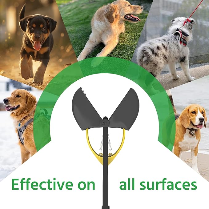 28" Heavy Duty Dog Pooper Scooper for Large Dogs, Extra Long Handle Foldable Poop Pick Up Tool with Durable Spring, Great for Yard, Lawns, Grass, Dirt, Gravel-Mewly Pet