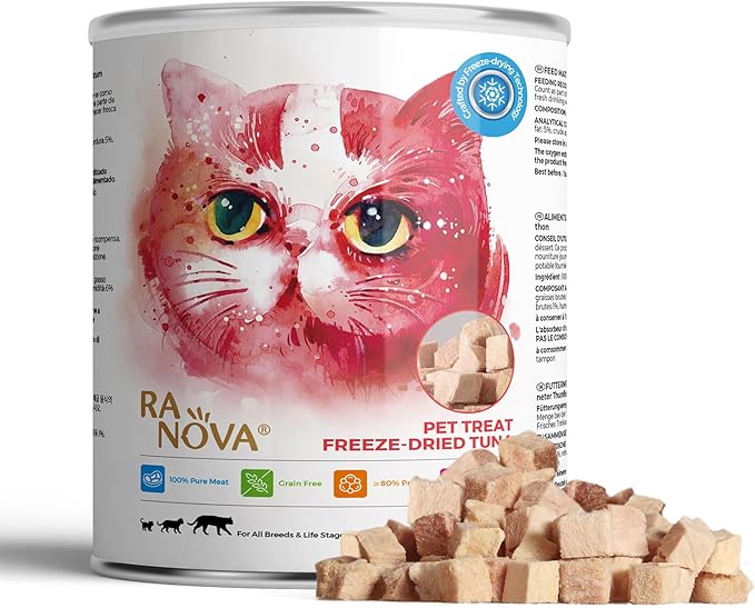 Freeze Dried Cat Treats - 100% Tuna Grain Free Raw - Natural Balance Limited Ingredient High Protein Cat Snacks 130g/4.59oz - Picky Eater Challenger-Mewly Pet