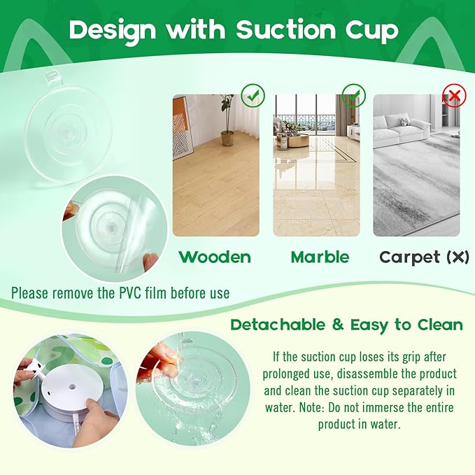 VIWIK Interactive Cat Toys for Indoor Cats, Hide and Seek Moving Feather Toy for Bored Adult Cats with Suction Cup & Cover, Automatic Kitten Wand Toy, Cat Enrichment Toys for All Breeds Green-Mewly Pet