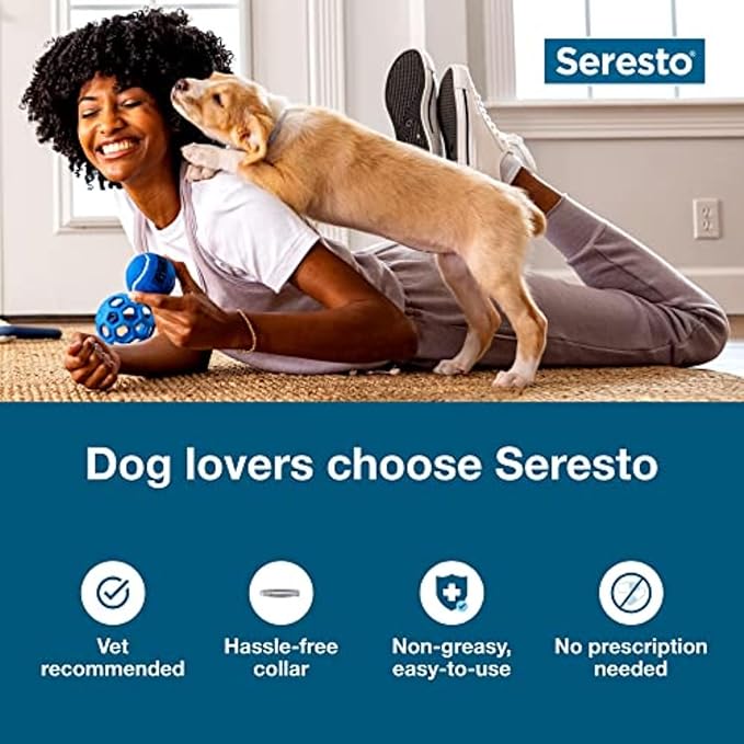 Seresto Small Dog Vet-Recommended Flea & Tick Treatment & Prevention Collar for Dogs Under 18 lbs. | 8 Months Protection-Mewly Pet