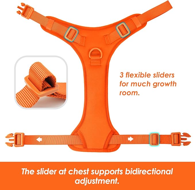 No Pull Dog Harness, Puppy Vest with Front Clip for Small Medium Large Sized Dog(Orange,L)-Mewly Pet