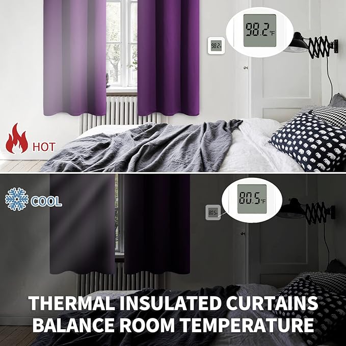 BGment Blackout Curtains - Grommet Thermal Insulated Room Darkening Bedroom and Living Room Curtain, Set of 2 Panels (52 x 63 Inch, Royal Purple)