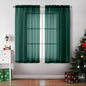 OVZME Hunter Green Sheer Curtains 63 Inches Long 2 Panels - Soft Light Filtering Window Sheer Panels for Living Room/Bedroom, Top Dual Rod Pocket, 1 Pair, Each 42Wx63L Inches