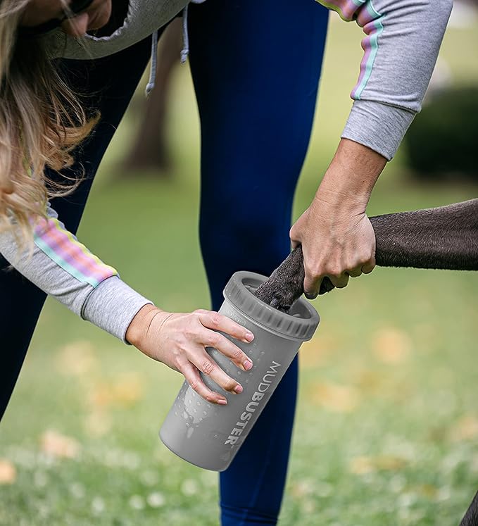 Dexas MudBuster Portable Dog Paw Cleaner, Premium Quality Large Gray Pet Accessory-Mewly Pet