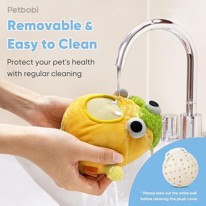 Petbobi Interactive Dog Toys for Boredom - Moving Dog Toy for Stimulating Play, Pet Plush Squeaky Ball for Small Medium Breeds with 4 Batteries, Sunny Boy Bobby-Mewly Pet