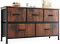 OLIXIS Dresser for Bedroom with 5 Drawers, Wide Chest of Drawers, Fabric Bedroom Dresser with Drawer Organizers, Storage Organizer Unit with Fabric Bins for Closet, Living Room, Hallway, Rustic Brown