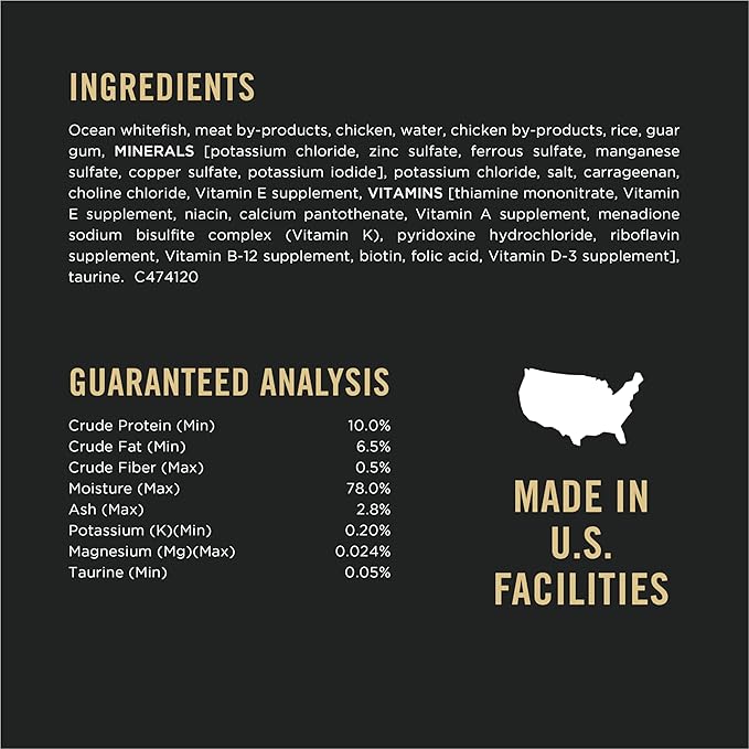 Purina Pro Plan Urinary Tract Cat Food Wet Pate, Urinary Tract Health Ocean Whitefish Entree - (Pack of 24) 3 oz. Pull-Top Cans-Mewly Pet