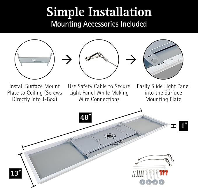 Ultralux Framed 1x4 ft LED Light Panel - CCT Switchable Surface Mount Light with Integrated Frame for Kitchen, Home & Office - TRIAC Dimmable, 5 CCT Adjustable Color Temperature (White, 1 Pack)
